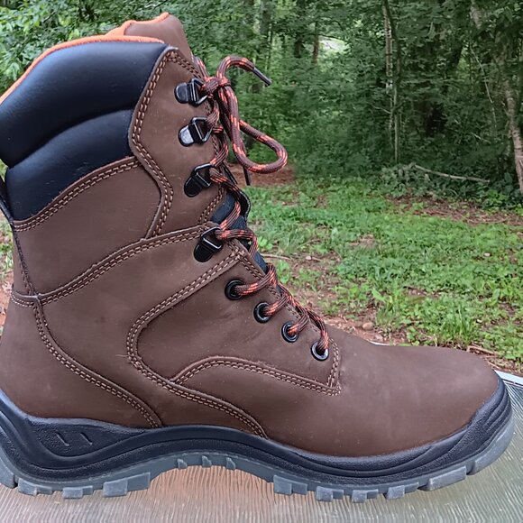Men\'s HyTest Brown Leather Steel Toe Waterproof Boots Size 10.5 W main image 11